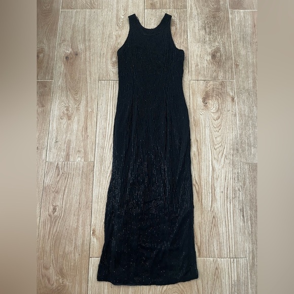 Vintage Handed Beaded Black Gown - Picture 2 of 8